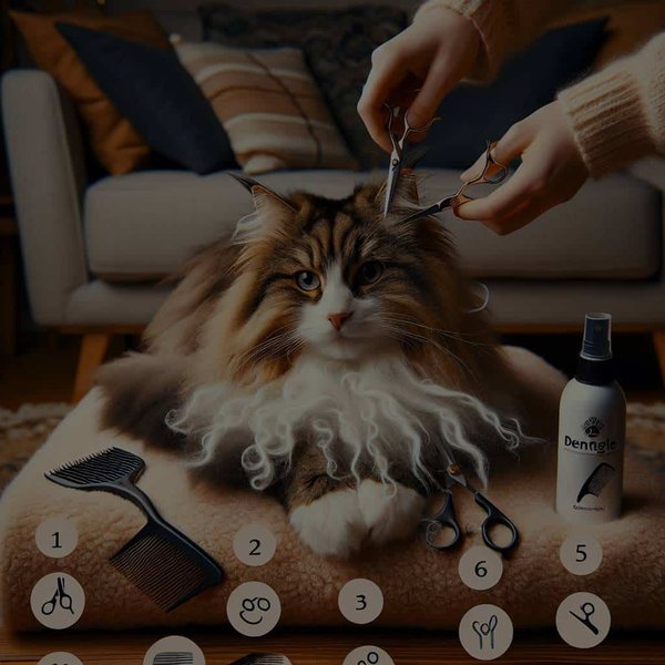 Comment traiter un chat Norvégien des forêts ayant des noeuds dans son pelage épais ?